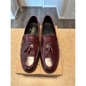 Cranston Mens Leather Tasseled Burgundy Loafers Size 10.5 D Made in USA Dress